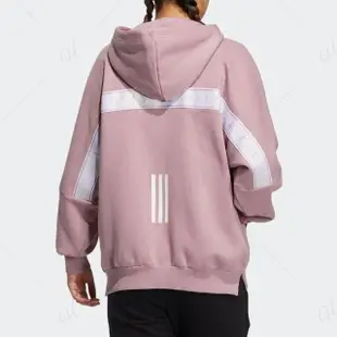 【adidas 愛迪達】上衣 女款 長袖上衣 帽T 運動 粉紫 HM2811