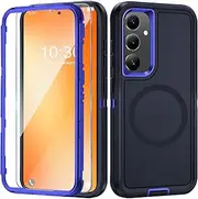 Mobile Phone Case for Samsung Galaxy A54 5G Case with Screen Protector, 360° Shockproof Robust Armour Case for Samsung A54 5G Case Cover Protective Case with Magnetic (Blue, for Samsung Galaxy A54)