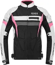Motorcycle Protective Jacket for Men, All-Season Biker Jacket, with Ce Armored, for Motorbike Riding, Waterproof, Windproof, Wear-Resistant Jacket (Size:S,Color:Pink)
