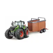 Bburago Licensed 10cm Fendt 1000 Vario Tractor With Livestock Trailer Model Toy