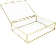 STOBAZA Jewelry Storage Box Lid Elegant Glass Jewelry Organizer for Necklaces Bracelets Decorative Box for Dresser Display Compact Design for Home Events