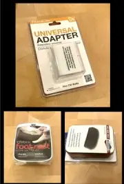 3 Travel Adapter, Eye Mask, & Inflatable Footrest Plane Flight Airplane
