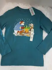 Cat & Jack Kids L/S Graphic T-Shirt W/Bear & Rabbit By Campfire Size M (8/10)