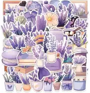 Lavender Stickers, 50 Pcs Purple Flowers Lavender Plants Waterproof Decals for