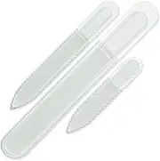 Mont Bleu Professional Set of 3 Czech Glass Nail Files - Genuine Czech Tempered Glass - Handmade gift set - Washable Double Sided nail file - Etched nail files - Crystal nail file for natural nails