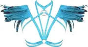 [BYDHSS] Women Feather Epaulets Chest Strap Women's Lingerie Cage Bra Body Harness Halloween Punk Gothic Festival Rave Costume