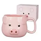 Pig Coffee Mug 14 oz Ceramic Novelty Coffee Mug 3D Porcelain Tea Mug for Women