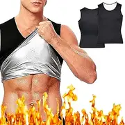 DUGEGAYL Sauna Suits, Men's Slimming Vest, Sauna Shirt Body Shaper, Shapewear Sauna Men for Weight Loss, Fitness, Workout, L/XL