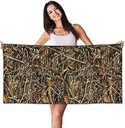 SAAKE Autumn Camoflauge Print Bath Towels Soft Skin Velvet Beach Towel Oversized Adults Quick Dry Lightweight