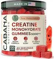 Creatine Monohydrate Gummies 5g - Watermelon Flavored Creatine for Women and Men - Supplement Supports Muscle Gain, Energy, Pre and Post Workout, Focus & Cognition, Recovery (120 count, 40 servings)