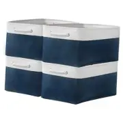 Storage Bins - Large Baskets for Storage Cubes Large (Pack of 4) White&Blue