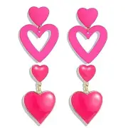 Hot Pink Earrings Y2K Love B-Pink Heart Earrings & Dripping Heart Earrings
