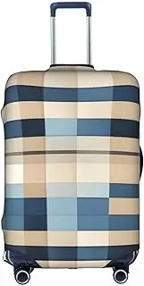 [Pvinnk] Blue Beige square pattern Print Protective Luggage Cover Elastic Washable Suitcase Protector Travel Gear Protector, White, Medium