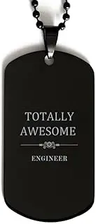 Engineer Dog Tag Totally awesome Engraved Stainless Steel Gifts for Him Birthday Graduation, Aluminum, Cubic Zirconia