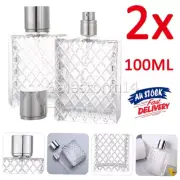 100ml Refillable Perfume Atomizer Empty Flat Glass Spray Bottle Containers Clear