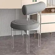 Bedroom Dressing Table Stool, Transparent Acrylic Back Dining Chair, Armless Crystal Stool, High-End Crystal Makeup Chair, Decorative Furniture,Grey