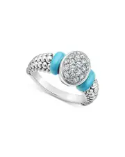 Lagos Blue Caviar & Diamond Sterling Silver Statement Ring