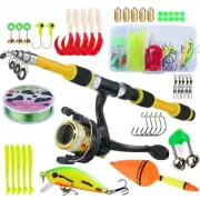 Telescopic Fishing Rod and Reel with Line Fishing Accessories Set for Beginner’s