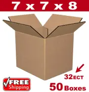 50 - 7x7x8 Cardboard Boxes Mailing Packing Shipping Box 32ECT Corrugated Carton