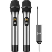Wireless Microphone, UHF Dual Cordless Metal Dynamic Mic System with Recharge...