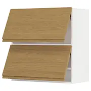METOD wall cabinet horizontal w 2 doors, white/Voxtorp oak effect, 80x37x80 cm