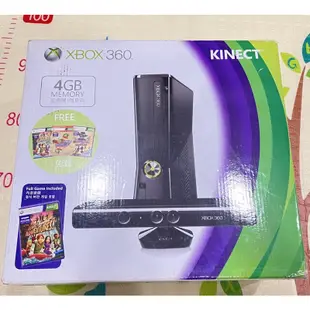 XBOX360 黑色 4G 主機 KINECT 體感鏡頭  把手*1 遊戲片*6 無改機 二手 功能正常