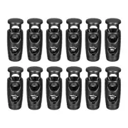 12pcs Metal Cord Lock Spring Stopper Fastener Toggle End Black Matte