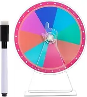 Prize Wheel Spinner | Spinnings Prize Wheel with Stand | Tabletop Roulette Spinner | Lucky Draw Carnival Spinners, Acrylic Erasable Rainbow Colorful with Marker Interactive Win Toy