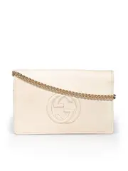 Ivory Pebbled Calfskin Soho Wallet on Chain