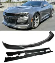 For 19-Up Camaro LT LS RS SS Plastic ZL1 Style Front Lip Splitter & Side Skirts