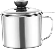 Large Capacity Stainless Steel Oil Filter Pot with Lid Multi Function Cooking Oil Storage Container Enhanced Filtration Grease Separator for Kitchen Protective Splash Guard