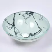 420*420*145mm Marble Tempered Glass Round Above Counter Art Basin
