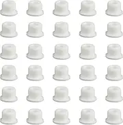 Leliafleury 30Pcs Silicone Stopper 18mm Round Hole Plugs White Screw Covers Round Button Plugs Silicone End Caps for Bottle Furniture Cabinet Cupboard