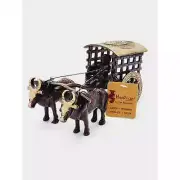 Two Moustaches Brass Village Bullock Cart, Handmade Decor with Original Tag