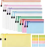 [HDHGXUJRD] Pack of 15 PVC Material Document Wallets A4/A5/A6/B4/B5/B6/B8/Bills with Labels, Colourful Waterproof Document Bags, for Documents, Cosmetics