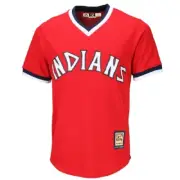 MLB Baseball Jersey Cleveland Indians Cooperstown Red Cool Base Majestic Jersey