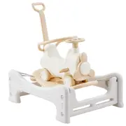 5 in 1 Rocking Horse for Toddlers 1-3 Years, Baby Rocking Horse with Trampoline, Detachable Balance Board, Push Handle and 4 Smooth Wheels, Support to 80lbs Kids Ride on Toy,