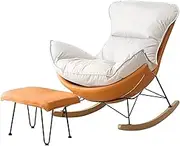 OWELLK Living Room Reclining Rocking Chair Lounge Balcony Chair Modern Soft Sleeper Armchair for Bedroom Living Room with Foot Stool