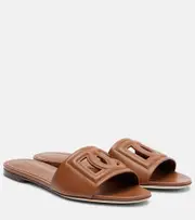 [Dolce & Gabbana] Dolce & Gabbana DG leather slides AU 7 brown