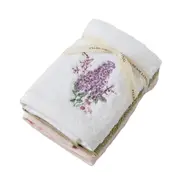 3pc Pilbeam Living Cotton Lilac Bouquet Face Washer Bath Hand Towel Cloth Set