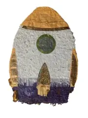 Ya Otta Rocket Pinata Pull String Party 22"x16"x3"