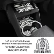For Mini U25 2024-2025 Gray Union Jack UK Flag Style Cup Holders Side Door Mats (for: Mini)