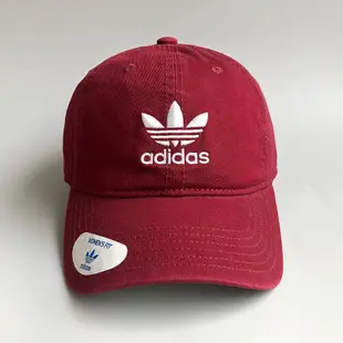 美國百分百【全新真品】adidas 愛迪達 帽子 老帽 配件 棒球帽遮陽帽 三葉草 logo 小頭 粉紅/酒紅 AE98