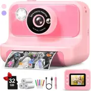 Kids Camera-Instant Print 32MP 1080P Video - 24 Inch Large Screen Digital Zoom