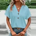 Solid Color V Neck Women's Shirt for Spring and Summer Outdoor Activities