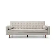 Sofa Bed 3 Seater Button Tufted Lounge Set for Living Room Couch in Fabric Beige Colour