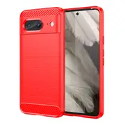 MCC Slim Google Pixel 8a 5G Shockproof Soft Carbon Case Cover Skin [Red]