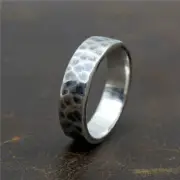 Munich Niche brand 925 sterling silver Hand hammering simple punk couple ring WM