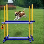 AHAILUOO Adjustable Dog Agility Jump Set – Training Hurdles with Height Adjustable Bars, Portable Design with Carry Bag for Indoor & Outdoor Agility Courses (2 Pack)