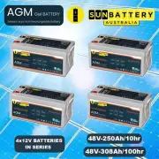 48V 300AH OFF GRID SOLAR DEEP CYCLE AGM GEL BATTERY BANK RV 4WD Volt Amp Hour
